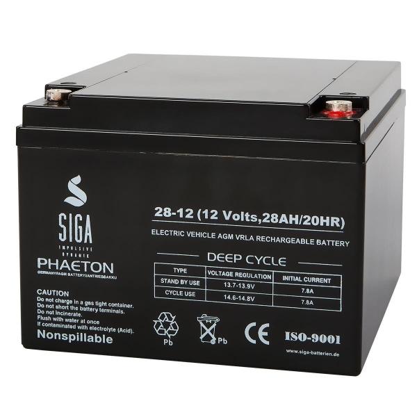 Batteria SIGA Phaeton AGM 28Ah 12V per alimentazione di emergenza